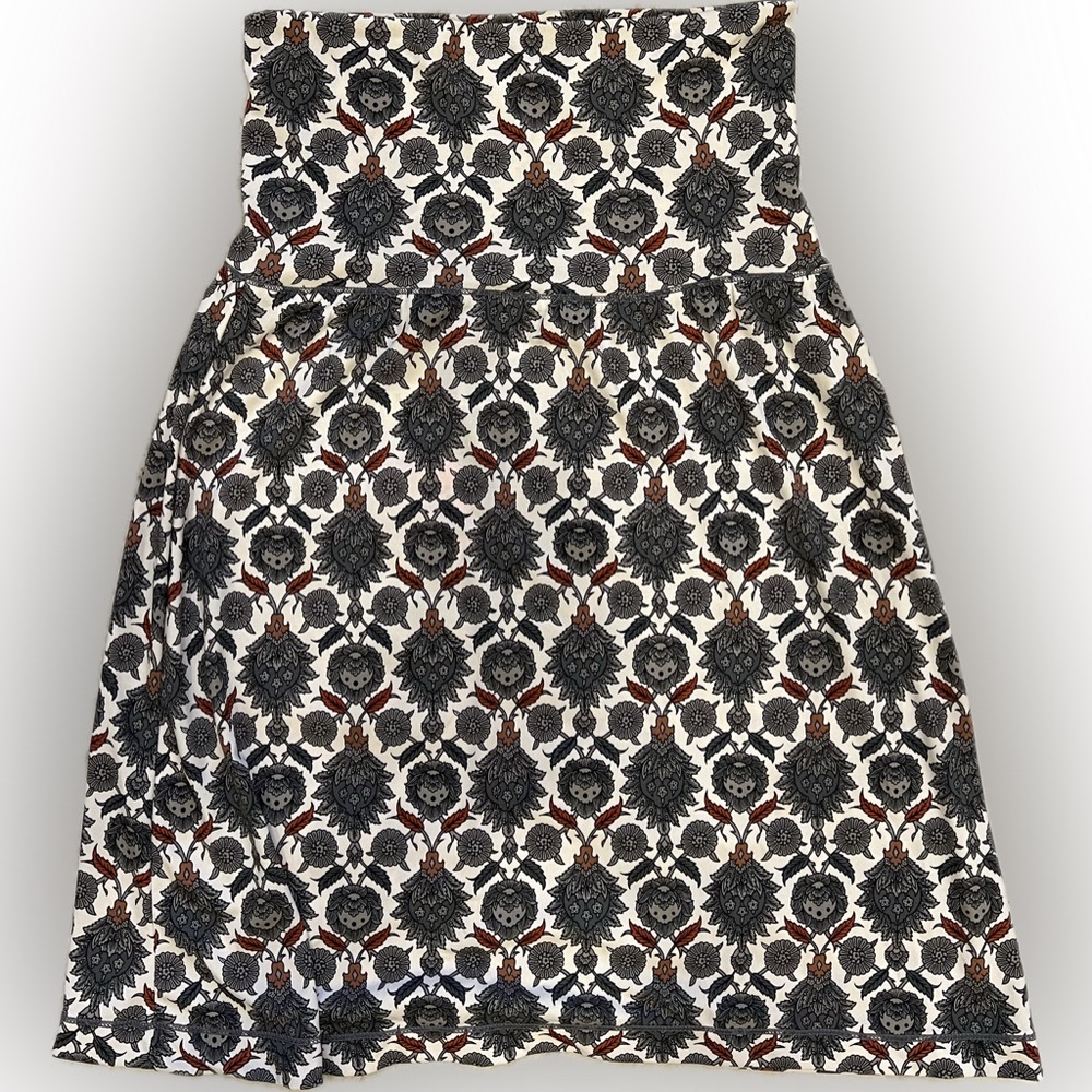 MAX STUDIO skirt printed foldover waistband a-line stretch